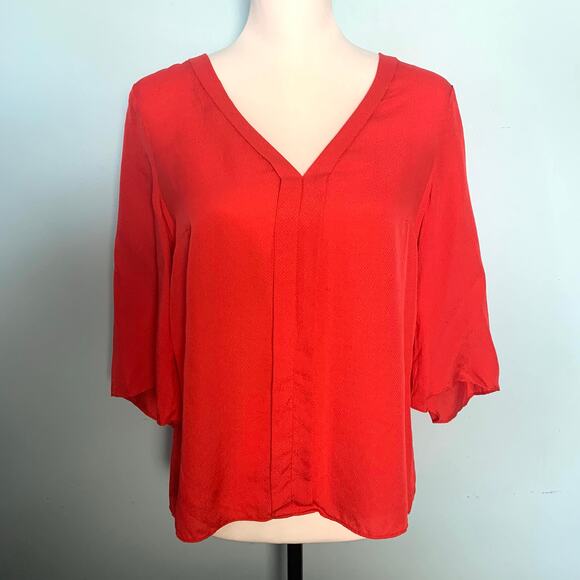 J. Crew 365 Red Silk V-Neck Top Size Small - Picture 7 of 8